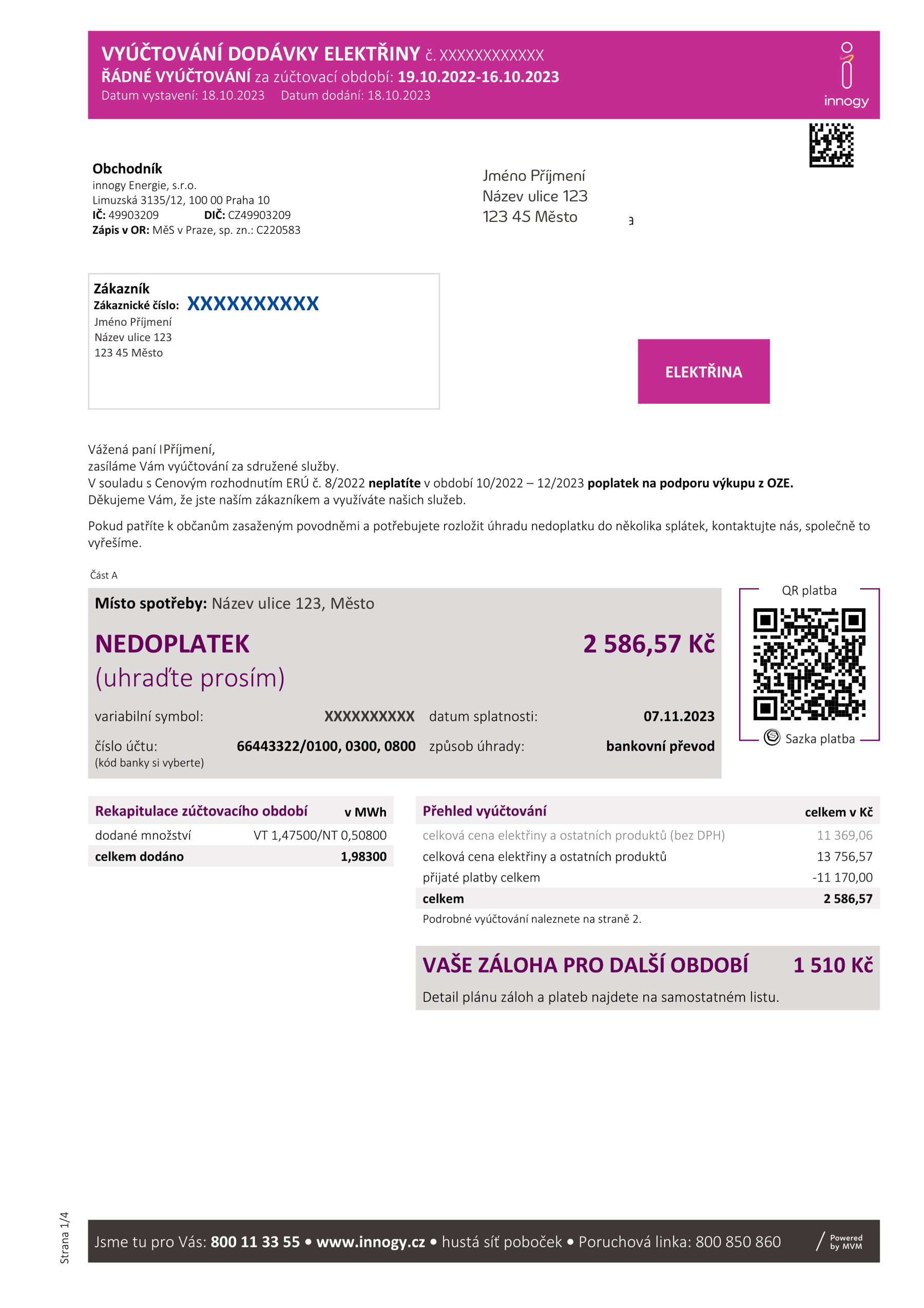 Průvodce fakturou pro domácnosti - elektřina s nedoplatkem - strana 1 z 7
