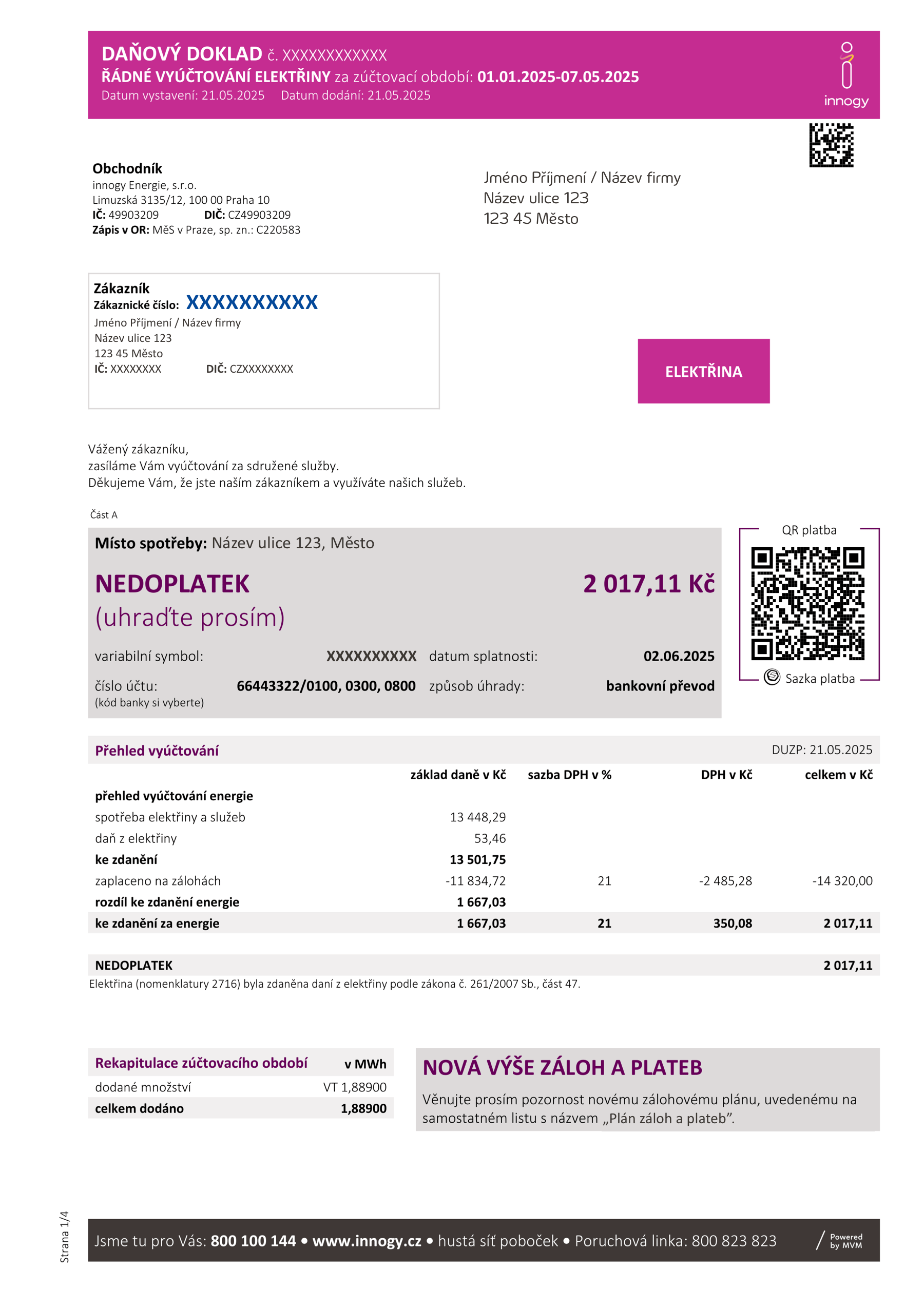 Průvodce fakturou pro podnikatele - elektřina s nedoplatkem - strana 1