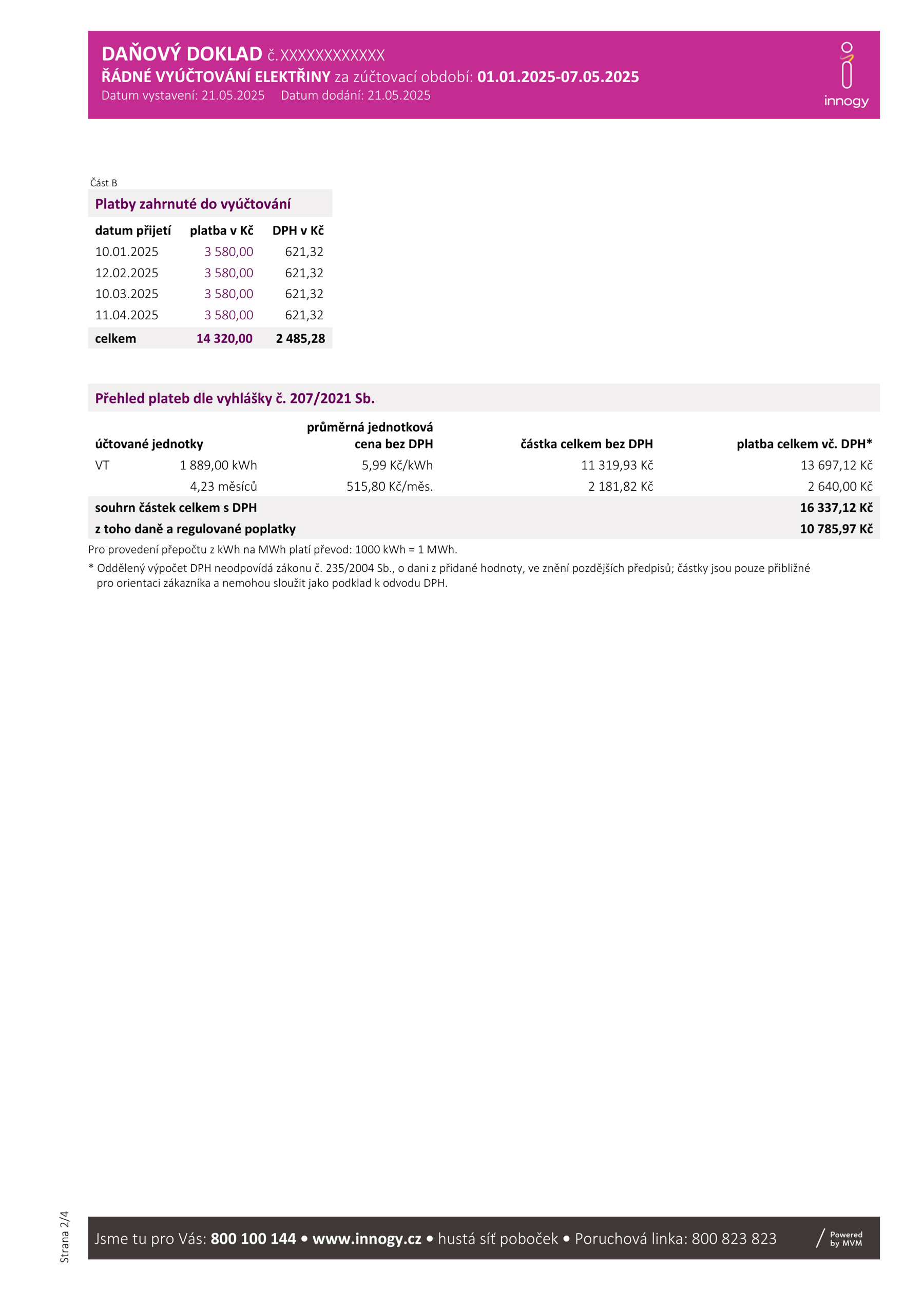 Průvodce fakturou pro podnikatele - elektřina s nedoplatkem - strana 2